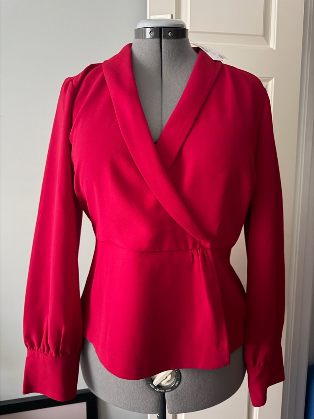 J. Crew Red Wrap-Style Long Sleeve Blouse 14
